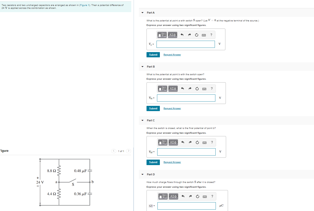 Solved Two resistors and two uncharged capacitors are