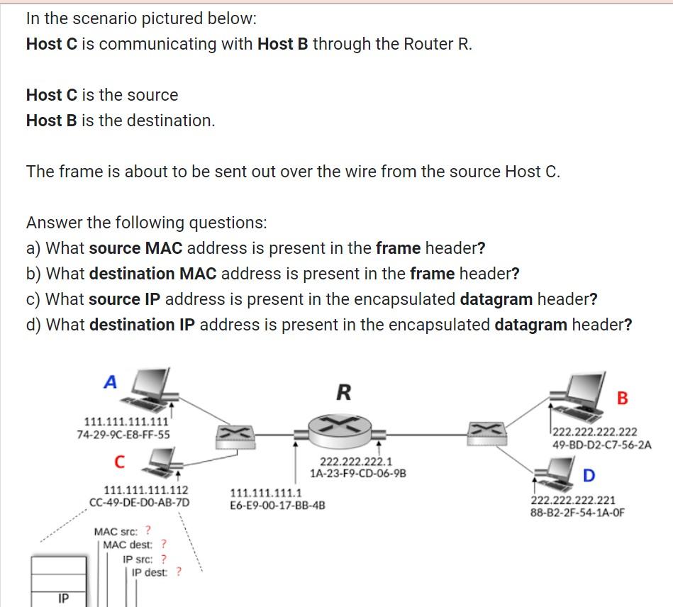 Solved In The Scenario Pictured Below: Host C Is | Chegg.com