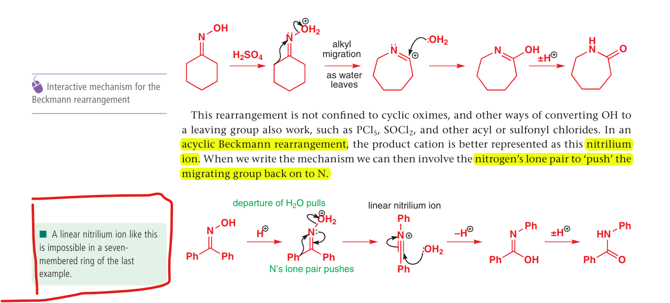 Solved In cyclic oxime beckmann rearrangement mechanism, | Chegg.com