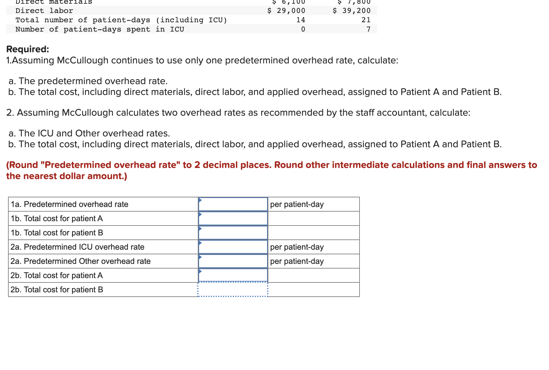 Solved McCullough Hospital uses a joborder costing system