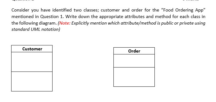Solved Consider you have identified two classes; customer | Chegg.com