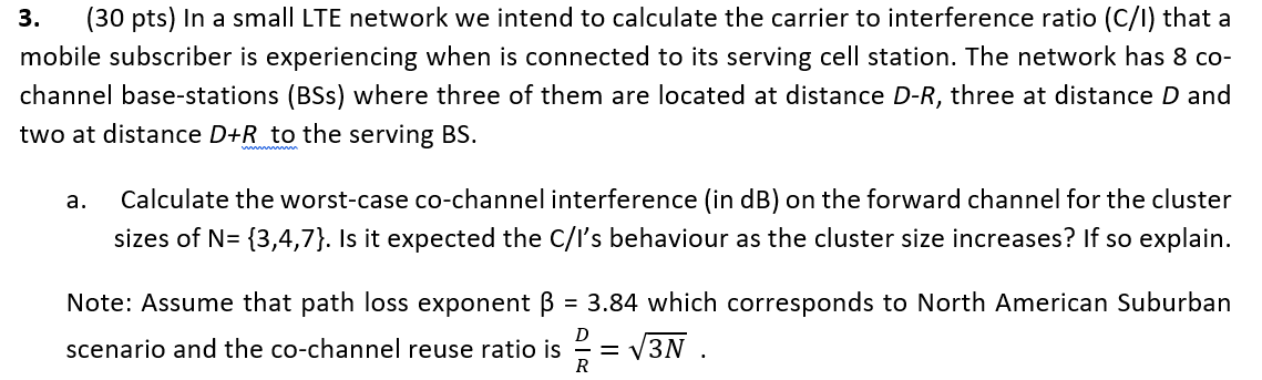 3 30 Pts In A Small Lte Network We Intend To Ca Chegg Com