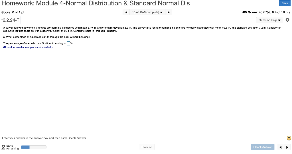 Solved Homework: Module 4-Normal Distribution & Standard | Chegg.com