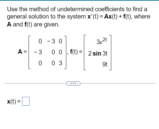 Solved Use the method of undetermined coefficients to find a | Chegg.com