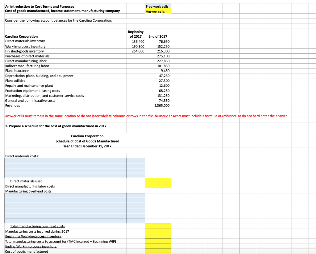 Solved An Introduction to Cost Terms and Purposes Cost of | Chegg.com