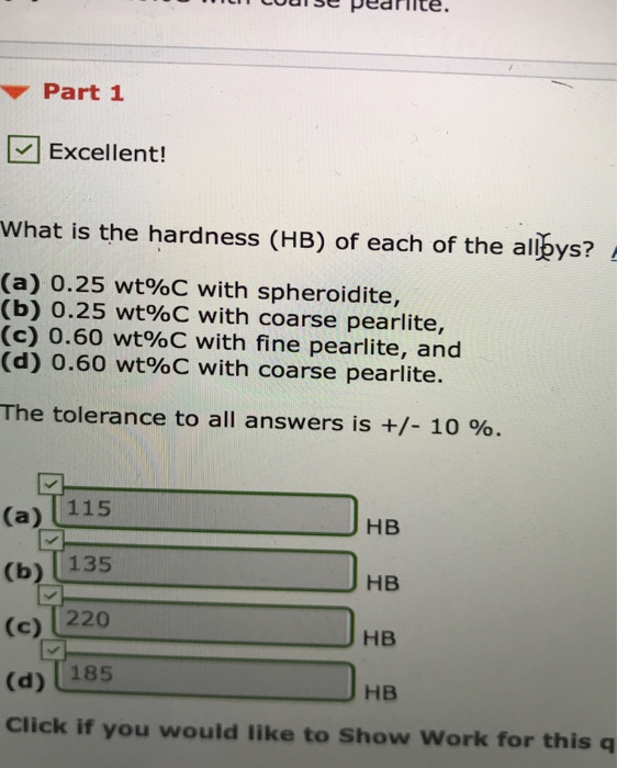 Solved Part 2 Based on the hardness values determined in