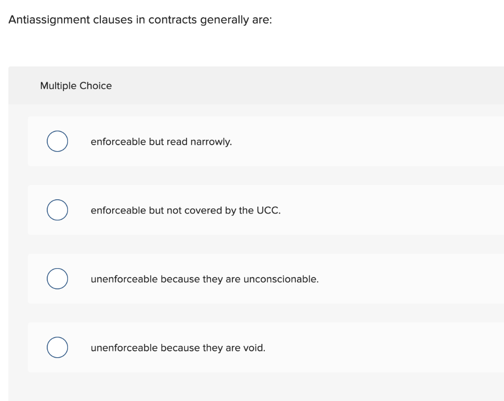 anti assignment clauses in contracts are not enforceable quizlet