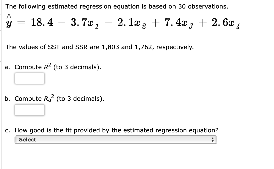 Solved The Following Estimated Regression Equation Is Based | Chegg.com