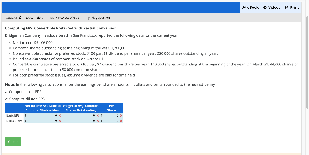 Solved Computing EPS: Convertible Preferred With Partial | Chegg.com