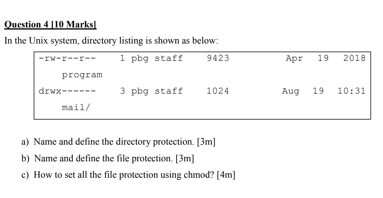 Solved Question 4 (10 Marks In the Unix system, directory | Chegg.com
