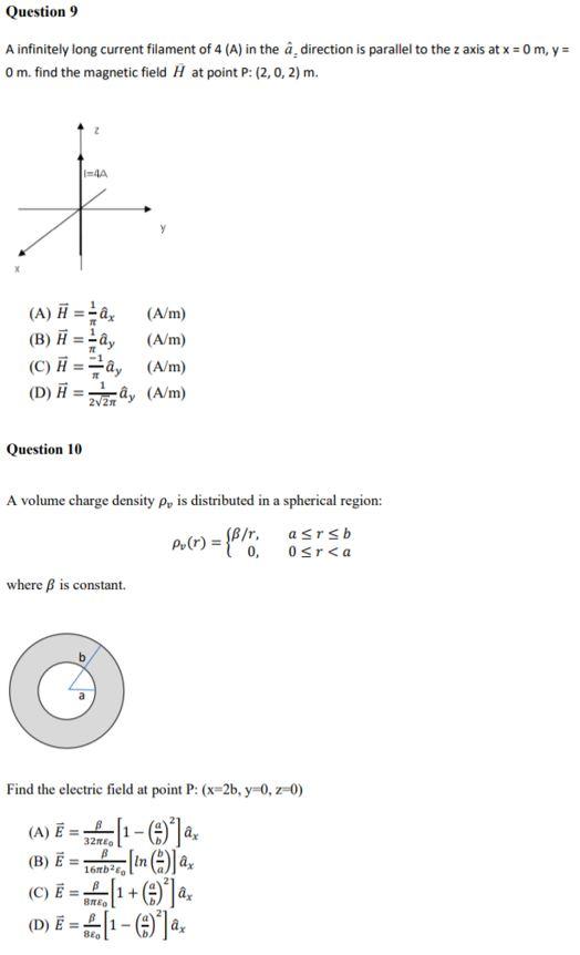 Solved Question 9 A Infinitely Long Current Filament Of 4 Chegg Com