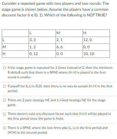 Solved Consider A Repeated Game With Two Players And Two | Chegg.com