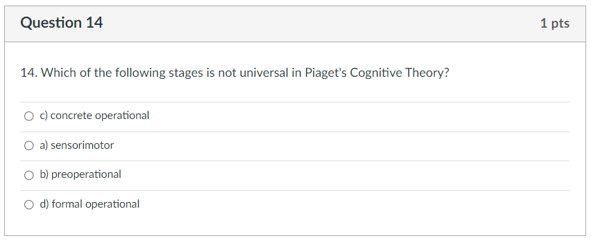 Solved 4. Which of the following stages is not universal in