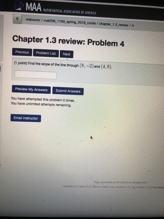 Solved -MAA MATHEMATICAL ASSOCIATION OF AMERICA Kwebwork/ | Chegg.com