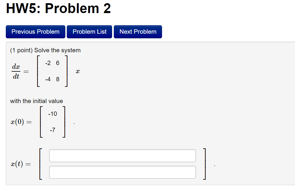 Solved HW5: Problem 2 Previous Problem Problem List Next | Chegg.com