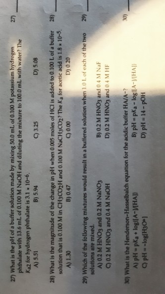 Solved 27) What is the pH of a buffer solution made by | Chegg.com