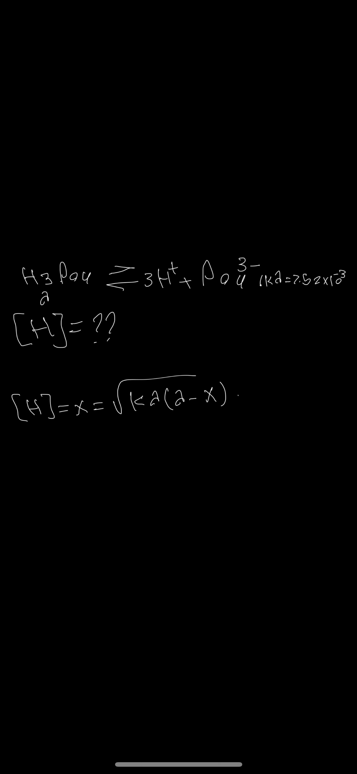 Solved aH3 Pa≥3H++PO443−[ka=2.52×10−3[H]=??[H]=x=kλ(λ−x)