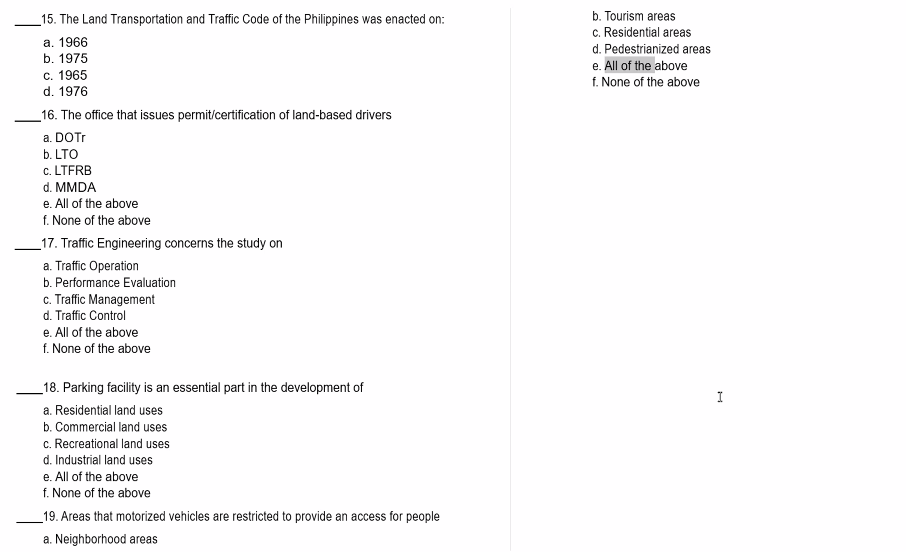 Solved 15. The Land Transportation and Traffic Code of the
