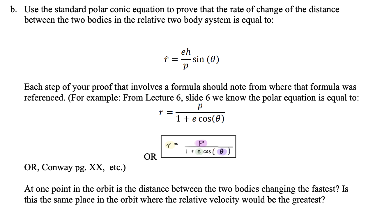 Solved Use the standard polar conic equation to prove that | Chegg.com