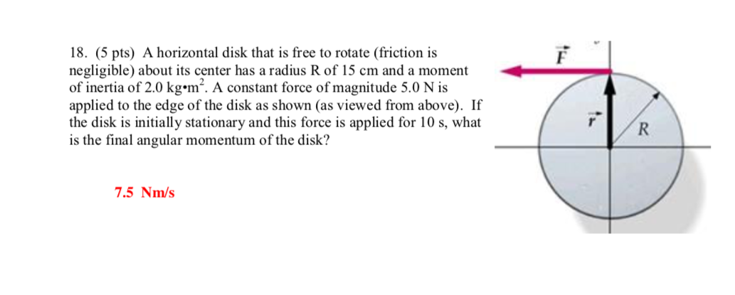 Solved 18. (5 pts) A horizontal disk that is free to rotate | Chegg.com