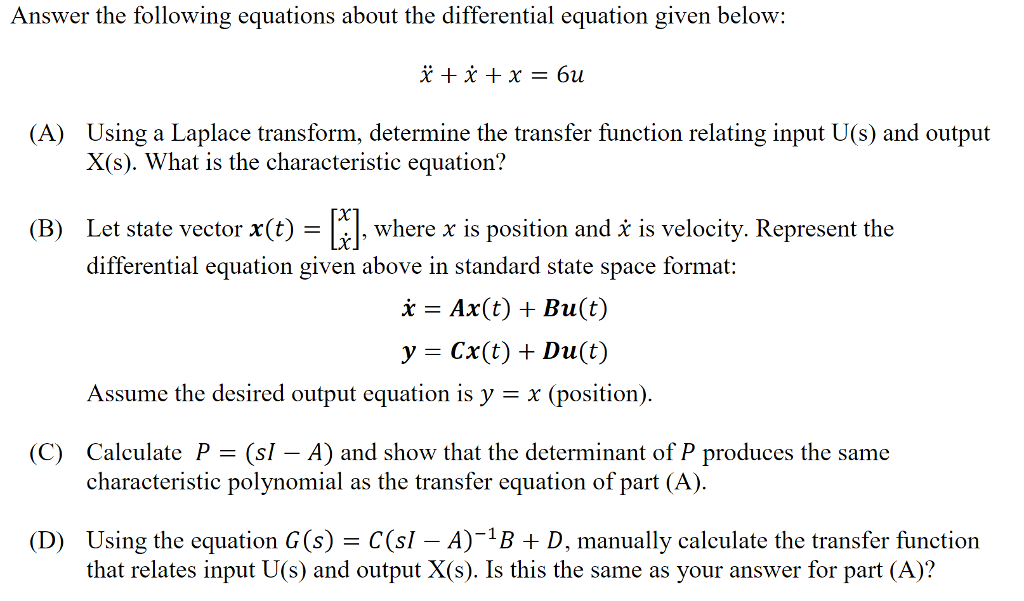 Solved Answer the following equations about the differential | Chegg.com