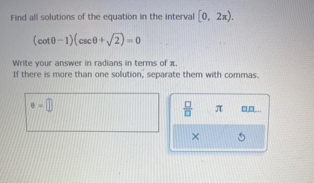 Solved Find all solutions of the equation in the interval | Chegg.com