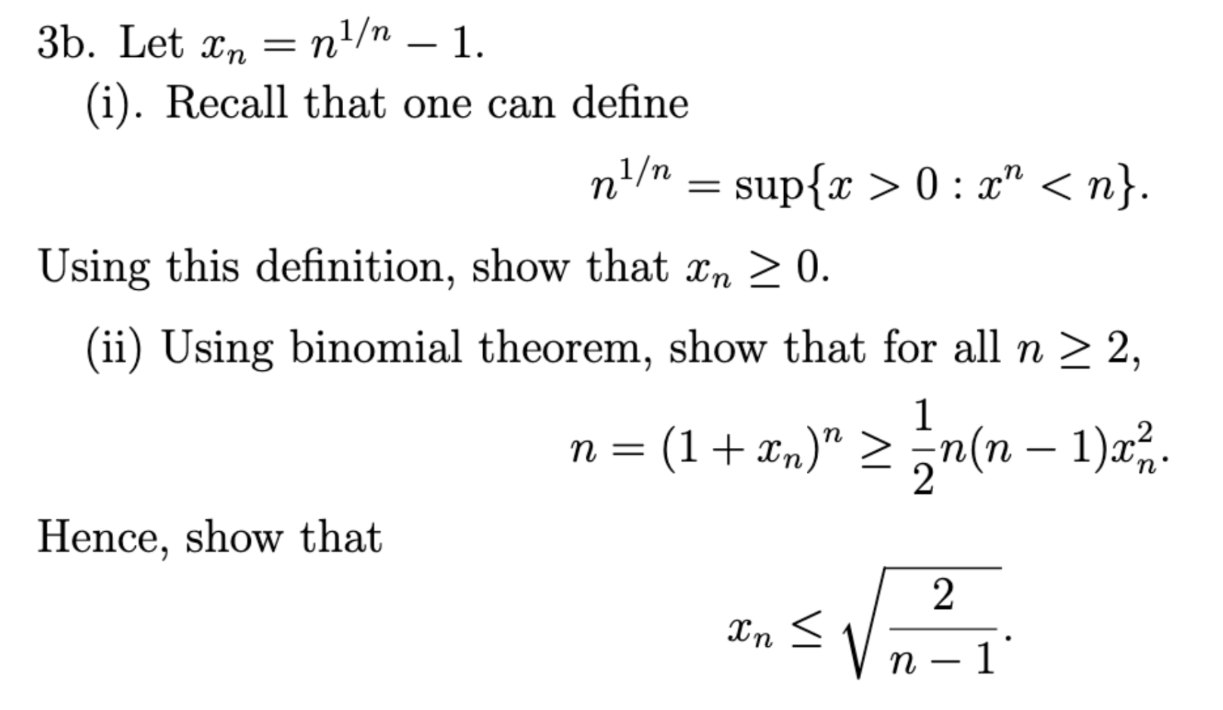 Solved This is a real analysis class, not a calculus. Please | Chegg.com