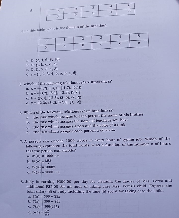 Solved Please Answer It All Just State The Letter Of The Chegg Com