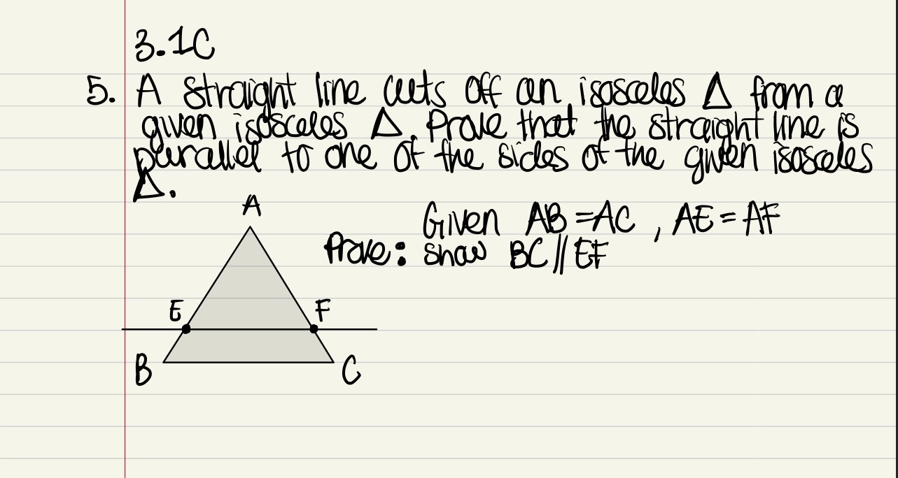 A straight line cuts off an isosceles triangle from a | Chegg.com