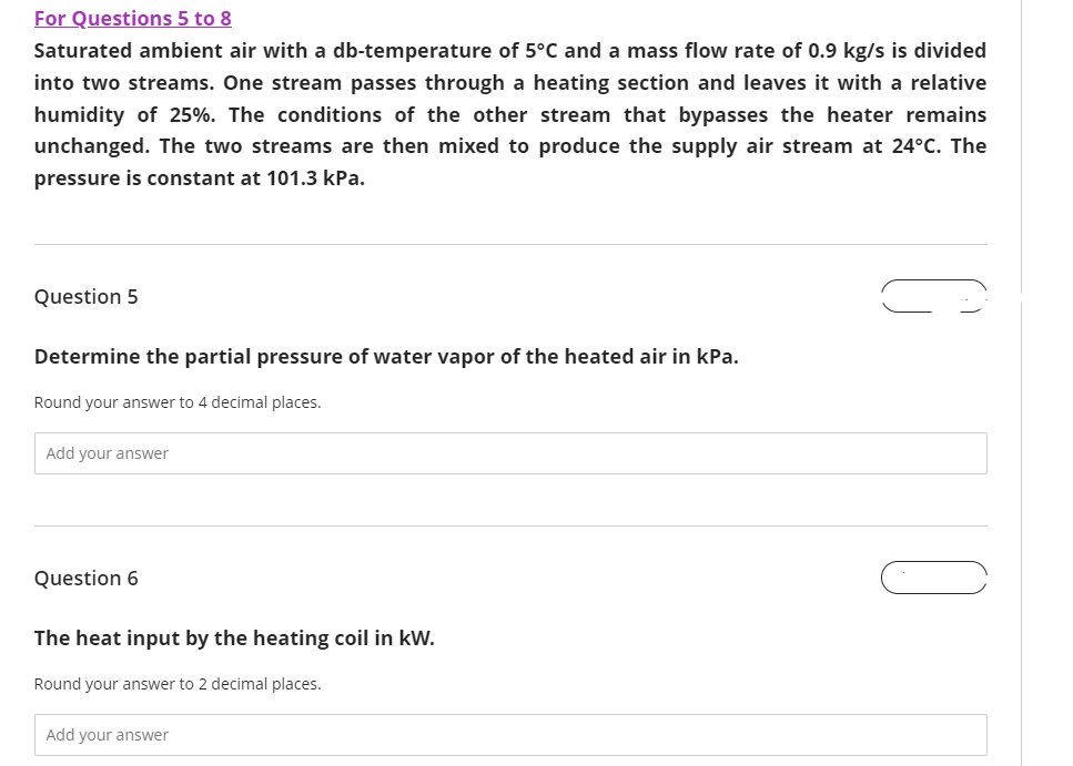 Solved For Questions 5 to 8 Saturated ambient air with a | Chegg.com