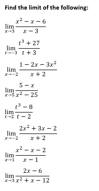 Solved Find The Limit Of The Following Limx→3x−3x2−x−6