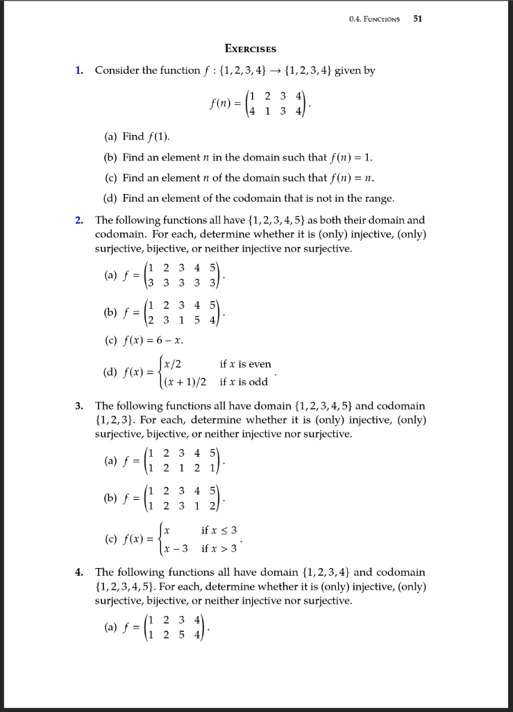 Solved 1. Consider the function f:{1,2,3,4}→{1,2,3,4} given | Chegg.com