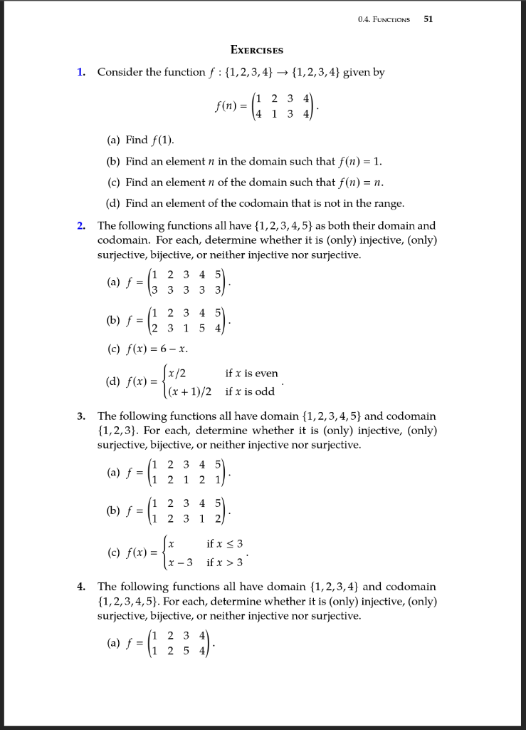 Solved 1. Consider The Function F:{1,2,3,4}→{1,2,3,4} Given | Chegg.com