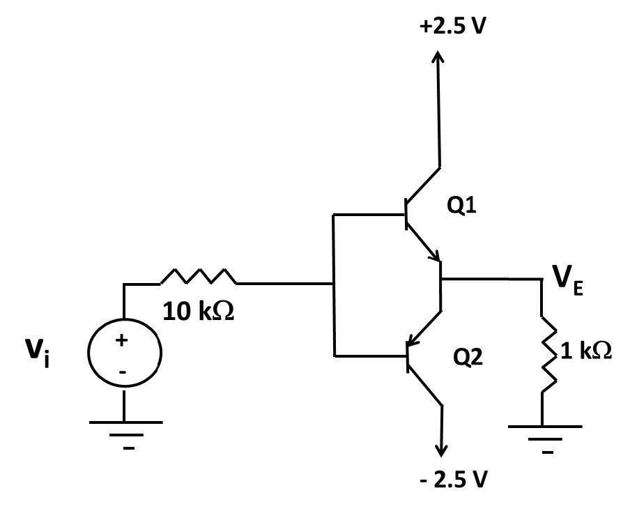 Solved For The Circuit Below Find Vb And Ve For Vi 0 V Chegg Com