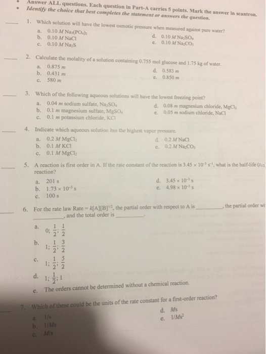 Solved Answer All Questions Each Question In Part A Carries