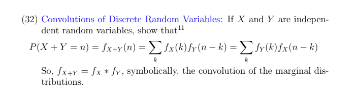 Solved (32) Convolutions Of Discrete Random Variables: If X | Chegg.com ...