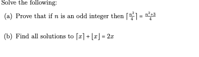 Solved Solve the following: (a) Prove that if n is an odd | Chegg.com