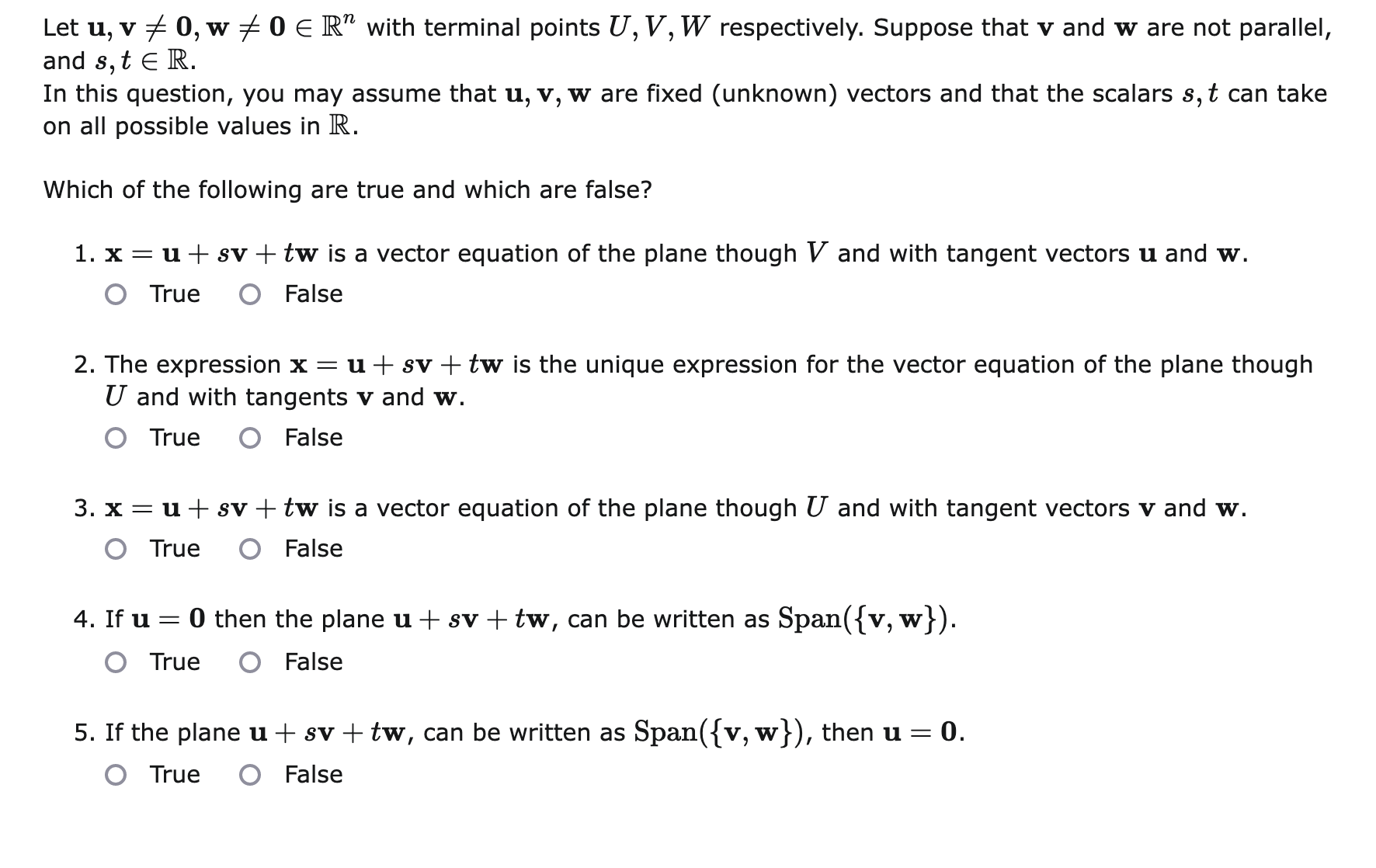 Solved Let u,v =0,w =0∈Rn with terminal points U,V,W