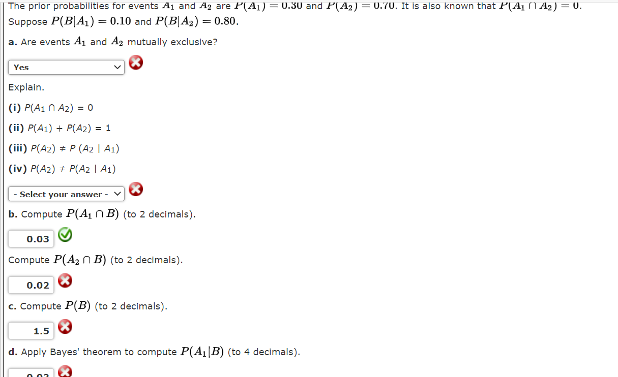 Solved The Prior Probabilities For Events A1 And A2 | Chegg.com