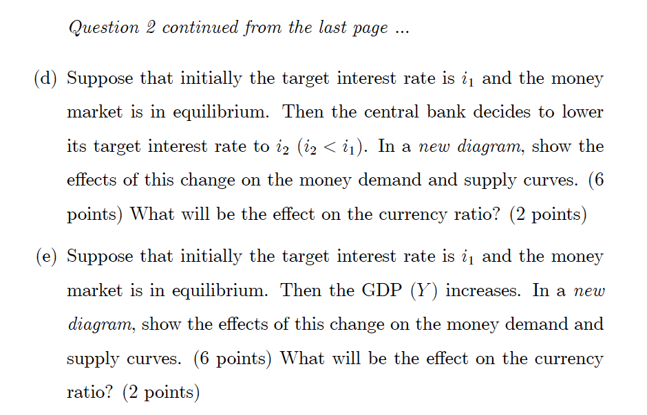 Solved 2. The Money Demand Depends Positively On Output (Y) | Chegg.com