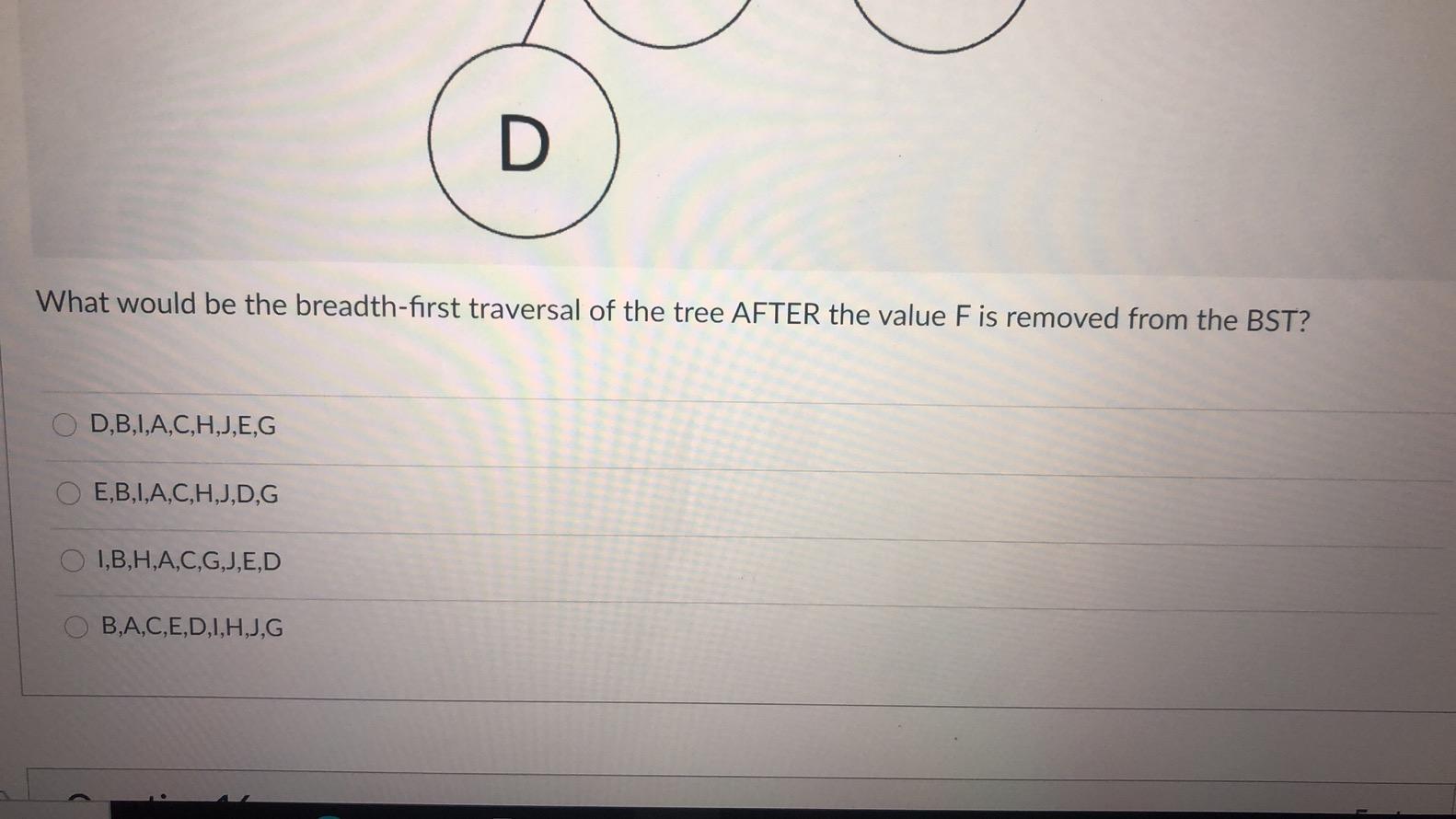 Solved Consider The Following Bst E B 1 A C I J E G D 1 Chegg Com