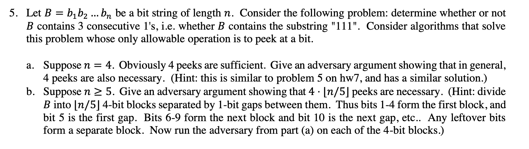 Solved Let B=b1b2…bn Be A Bit String Of Length N. Consider | Chegg.com