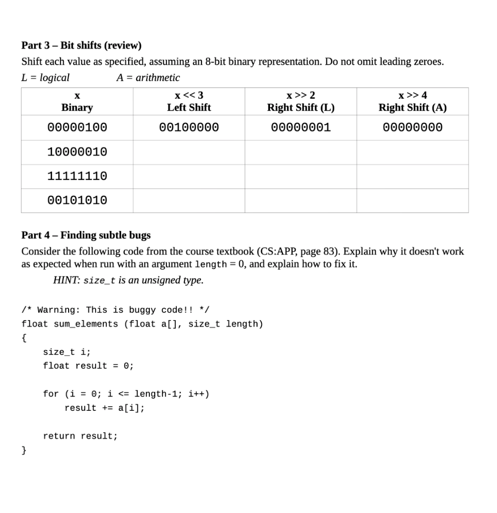 Solved Part 1 Integer encoding Fill in all missing values | Chegg.com