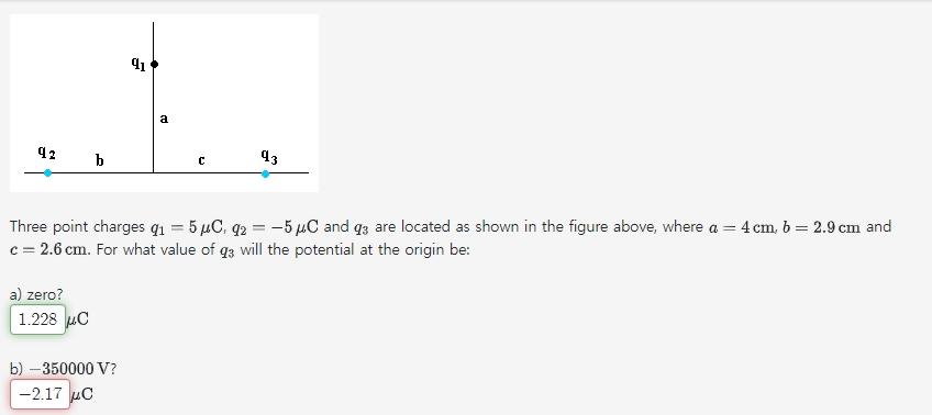 Solved Three Point Charges Q1 5μc Q2 −5μc And Q3 Are Located