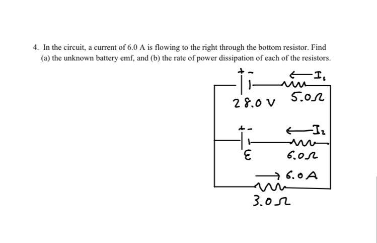 Solved 4. In the circuit, a current of 6.0 A is flowing to | Chegg.com