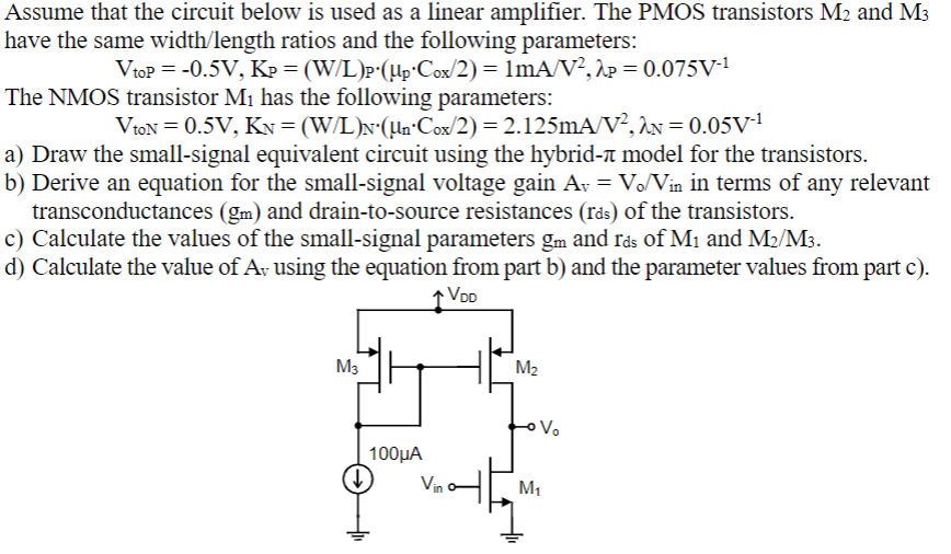 Solved Assume that the circuit below is used as a linear | Chegg.com