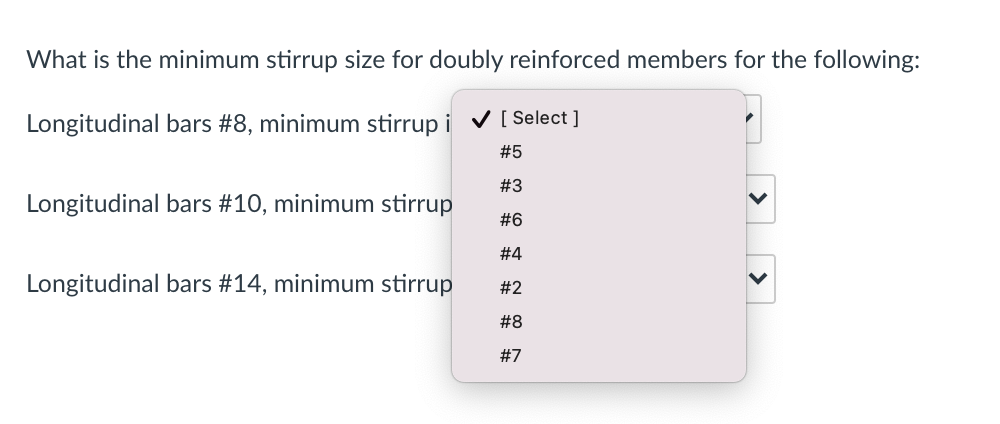 Solved What is the minimum stirrup size for doubly | Chegg.com