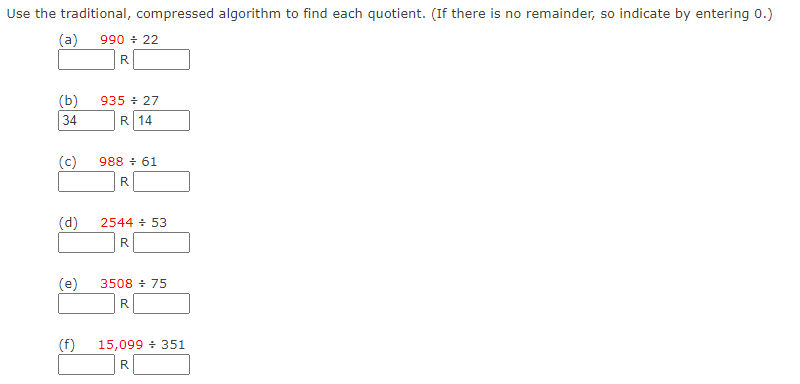 Traditional Compressed Algorithm Solved Use the traditional, compressed algorithm to find | Chegg.com