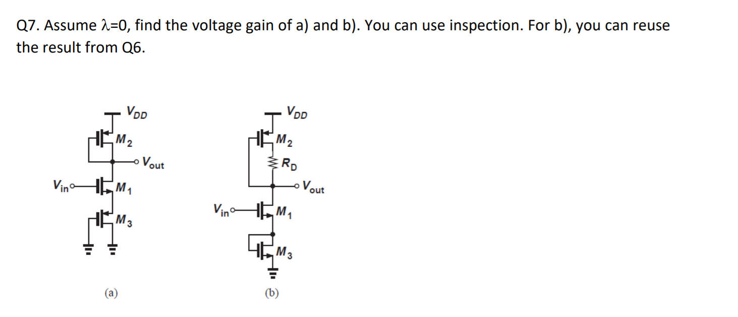Q6. Determine the voltage gain of circuits c) and f). | Chegg.com