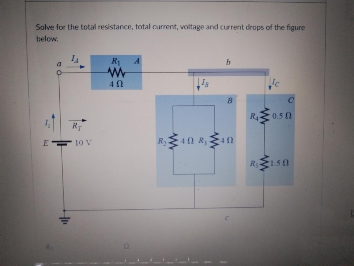 Solved Solve For The Total Resistance, Total Current, | Chegg.com